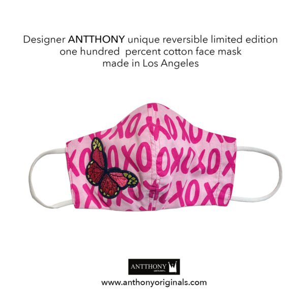 Non-Medical Face Mask (Reversible)<br>Pink Butterfly Hugs and Kisses