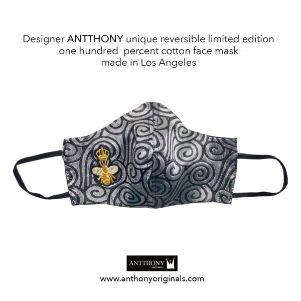 Non-Medical Face Mask (Reversible)<br>Silver Jacquard Swirl