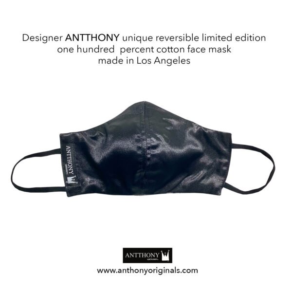 Non-Medical Face Mask (Reversible)<br>Silver Jacquard Swirl - Image 2