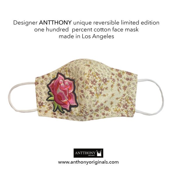 Non-Medical Face Mask (Reversible)<br>Yellow Floral Rose