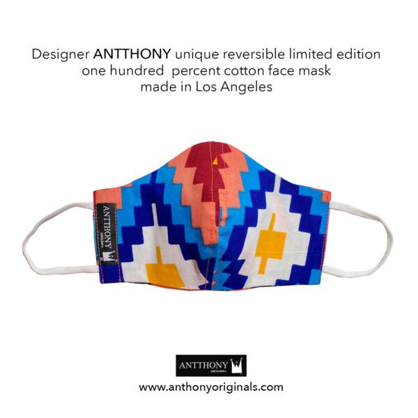 Non-Medical Face Mask (Reversible)<br>Orange and Turquoise - Image 2